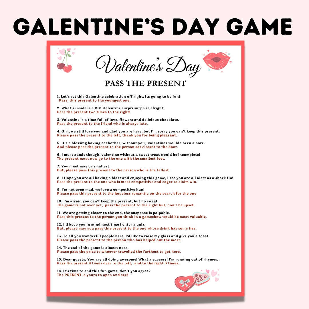 Galentine's Day Game for Adults, Ladies Night Pass the Prize Game ...
