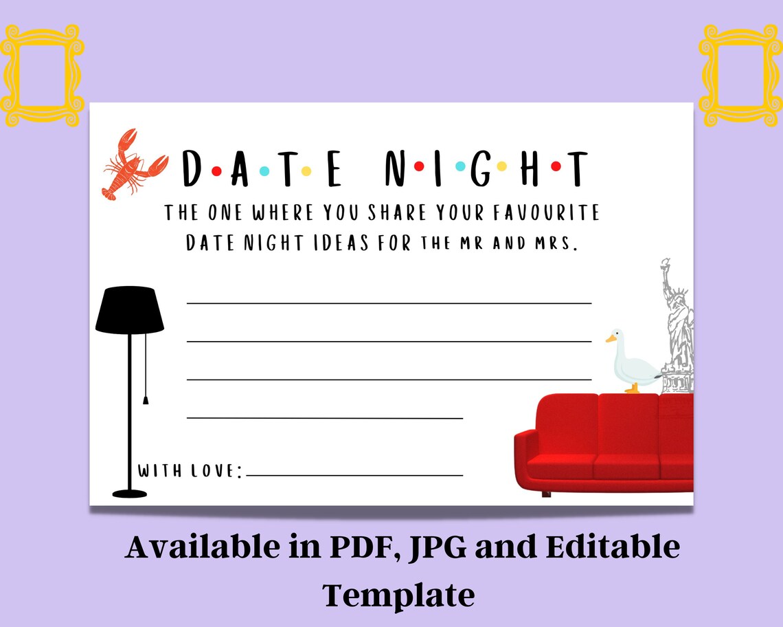 Editable Template Instant Download| Date Night Advice Card, Bridal ...