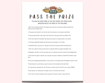 Friends Theme  Bridal Shower Pass The Prize Game,  Pass The Gift Printable, Friends Themed Hen Party Pass The Parcel Rhyme, Instant Download