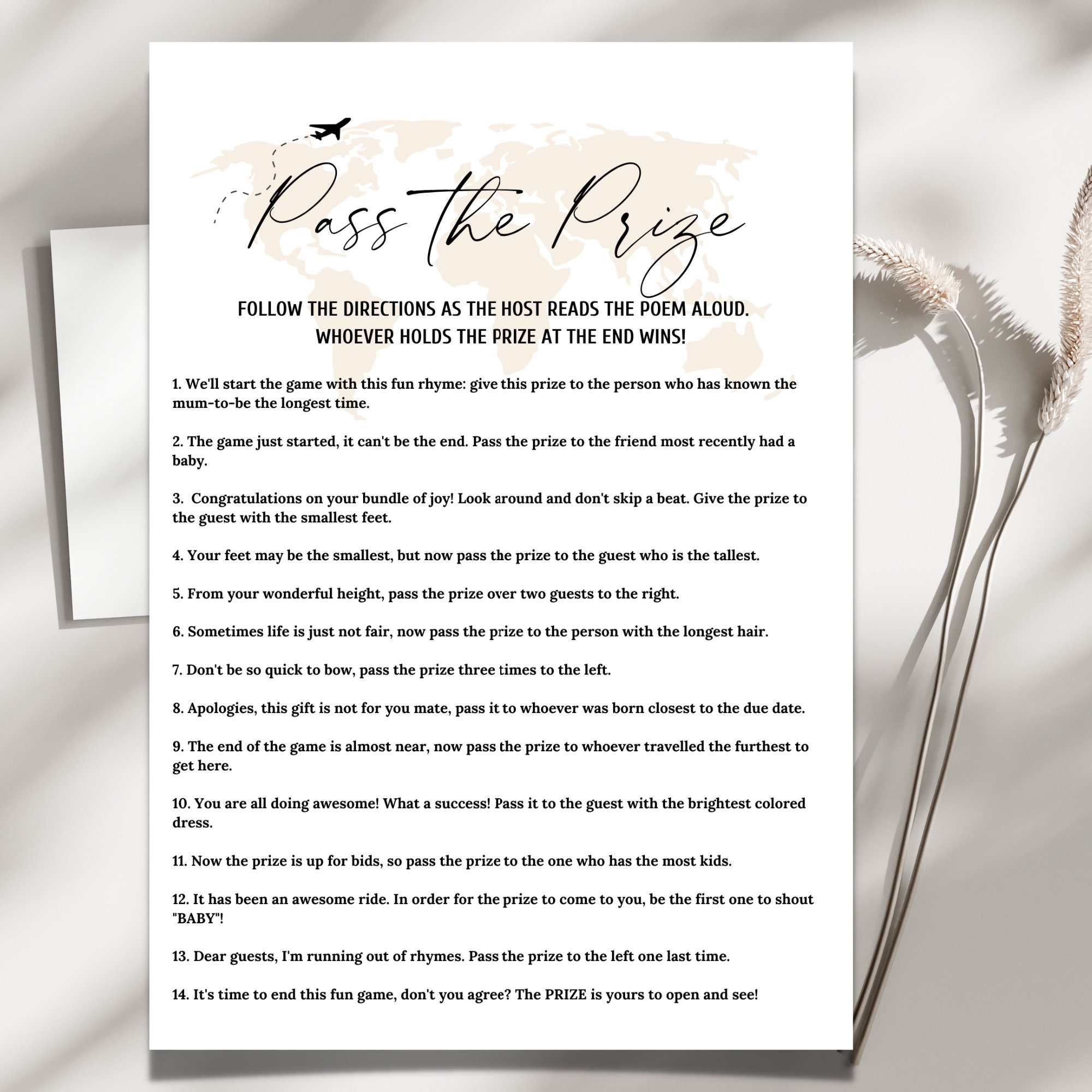 Minimalist Baby Shower Pass the Prize Game, Pass the Gift DIY Printable ...