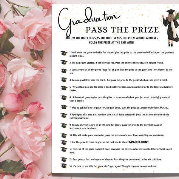 Pass the Prize fun Graduation Game, Pass the Poem Game, Modern Graduation  Games, Fun Ice breaker Game, Printable Grad Party Group Game,