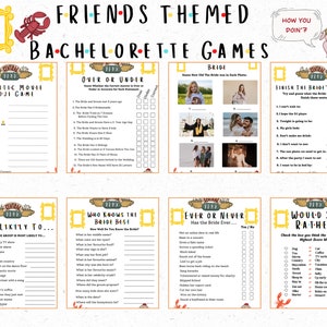 Bridal Shower Games, Friends Themed Bridal Shower Pack, Hen Party, 9  Friends Bridal Shower Games, Printable Friends Theme Bridal Shower