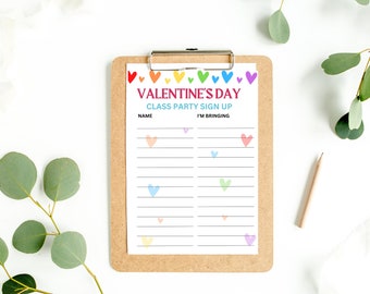 Valentines Day Party Sign up Sheet, Instant Download, I'm Bringing List ...