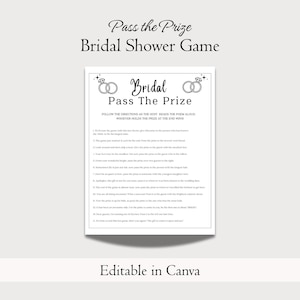 Editable Pass the Prize Game Bridal Pass the Gift Activity For all ages, Bridal Shower Left Right Game, Pass the Gift Poem
