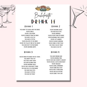 Friends Themed Bachelorette Party DRINK IF Drinking Game, Bridal Shower Drink If Printable Game, Friends Hen Party drink if Printable Game