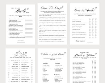 Minimalist Bridal Shower Game Bundle, Bridal Shower Games, Games Bundle, Self Customize Bridal Shower Games, Edit with CANVA
