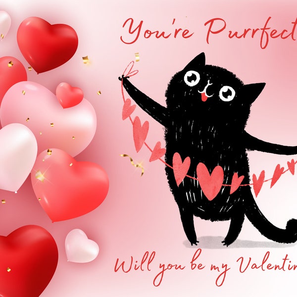 Cat Valentine Postcard | You're Meowvelous | Printable