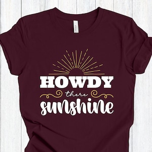 Hola, Sunshine (Camiseta unisex, original, única, Texas, sureña, sol, amigable, regalo, camiseta original, tipografía, amor)