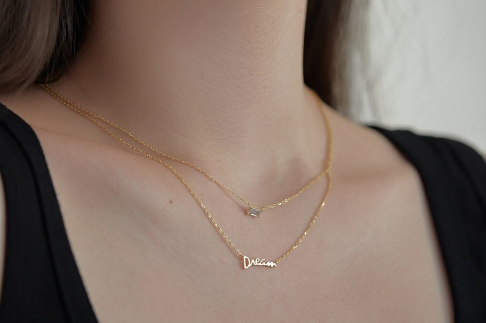 Sterling Silver Dream Necklace – Layered Pendant – Dainty