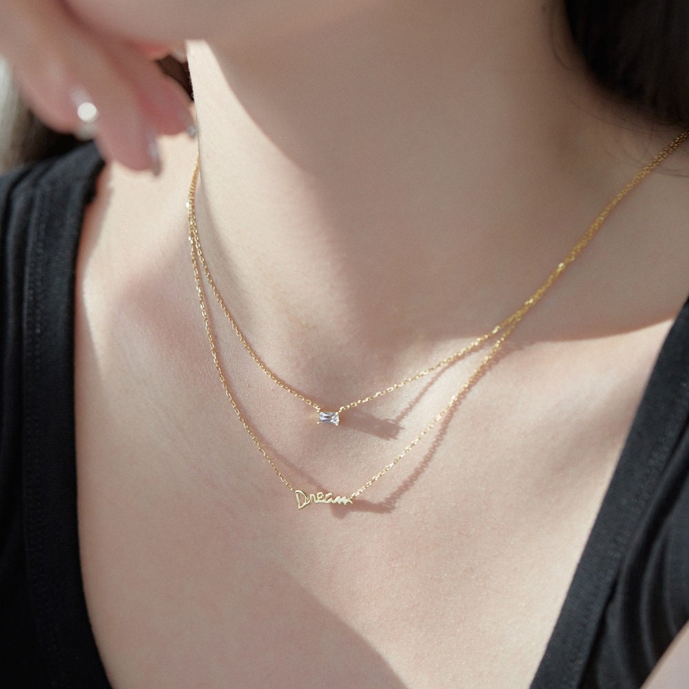Sterling Silver Dream Necklace – Layered Pendant – Dainty