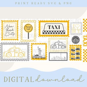 NYC Taxi Glass Can Wrap SVG PNG | 16oz Glass Can | Digital Download