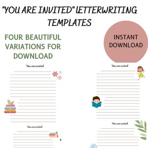 Invitación de JW Cuatro cartas descargables para escribir DESCARGA INMEDIATA Imprimibles