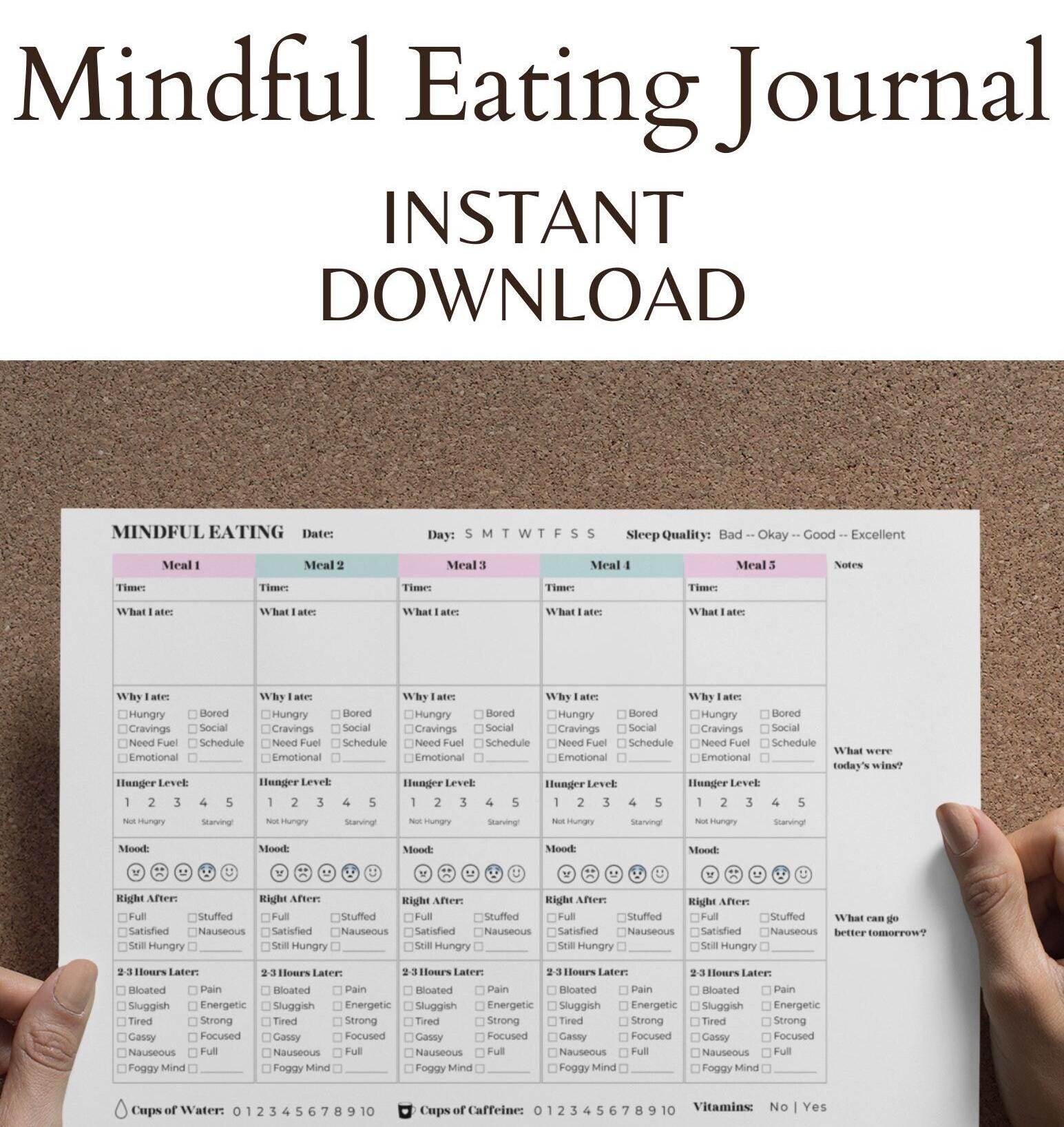 Eating Journal Simple Mindful Eating Journal, PDF Download, Mindfulness, Meal Planning ...
