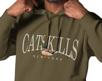 Catskills New York, Duck, Mallard Hoodie, Hiking Lover, Bird Lover Shirt, NY T Shirt, Hunter Duck Sweat Shirt, Bird Embroidery