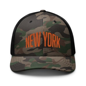 NY New York Camouflage Trucker Hat, Baseball Cap Embroidered,