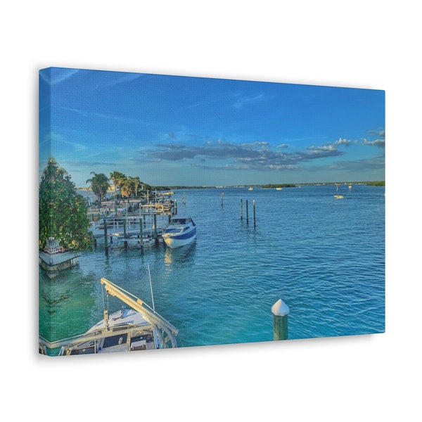 Pretty Pier - Premium Canvas Print, High Quality Colors, Wall Decor, Colors, Outdoor, Ocean, Pier, Boats, Vibrant, Art