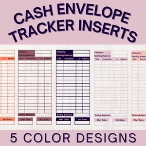Cash Envelope Tracker Inserts | Budgeting Inserts | Cash Tracker | Budget Log | Cash Log | Expense Tracker | Printable Insert