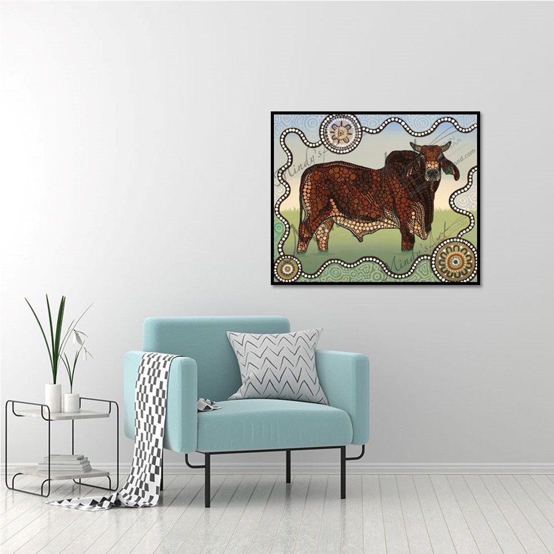 Authentic Aboriginal Art Print Cattle Brahman Bull - Etsy Australia