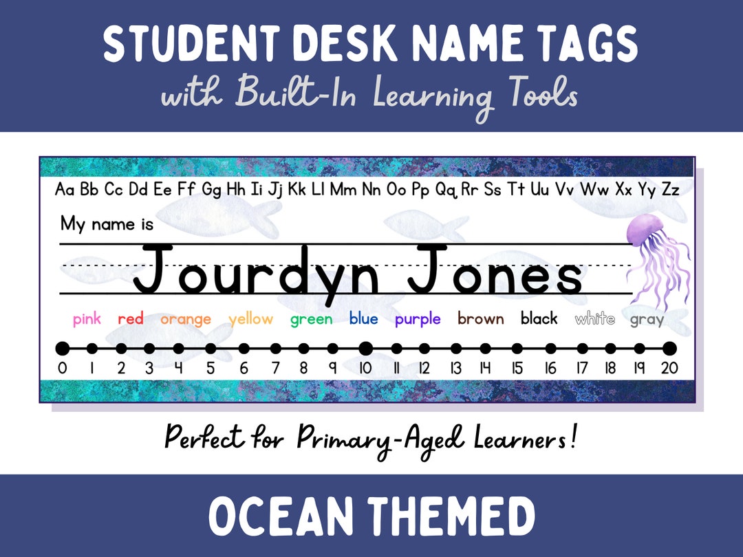 Ocean Themed Desk Name Tags for Primary Students - Editable Version ...