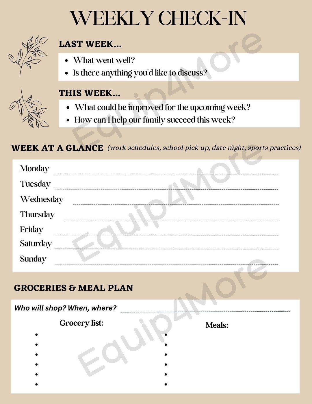 Marriage Weekly Checkin Template Etsy Marriage Weekly Checkin Template Etsy