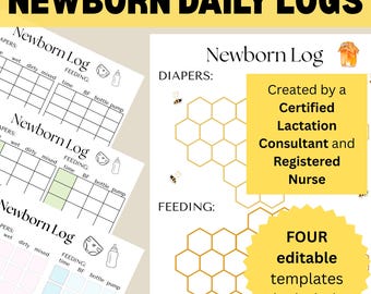 Newborn Daily Log BUNDLE | Baby Care Log | Babysitter Log | Infant Growth Tracker | Daily Baby Planner | Feeding and Diapering Tracker