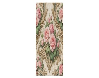 Viktoriansk yogamatta med rosa rosor