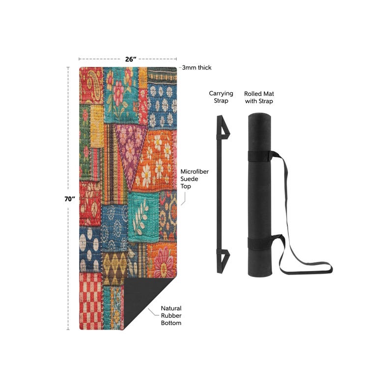 Kantha Patchwork Mönster Yogamatta bild 6