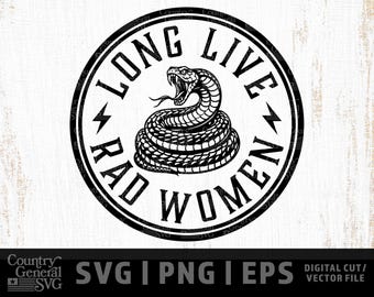 Long Live Rad Women Snake SVG, Vintage Tattoo Style Cut File (Digital Download)