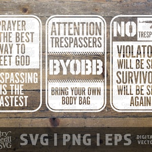 Paquete de señal de advertencia SVG / PNG / Eps, 2nd Amendment svg, Funny No Trespassing Sign svg, Precaución, Señal de advertencia svg, gráfico de bricolaje, archivo Cricut