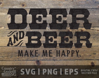 Ciervo y cerveza SVG / Png / Eps, Caza svg, Signo de caza divertido, Cerveza svg, Signo divertido para beber, Ciervo svg, Archivo de corte, Gráfico de bricolaje, Archivo Cricut