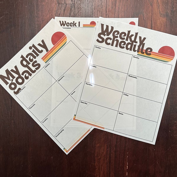 70s Retro Weekly Planner Packet