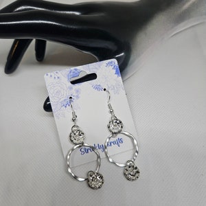 Silver and gold rhinestone dangle earrings, gifts for her, black bling earrings