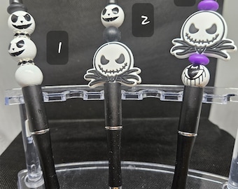 Halloween Beaded Skeleton Pen: Black Ink Office Supply