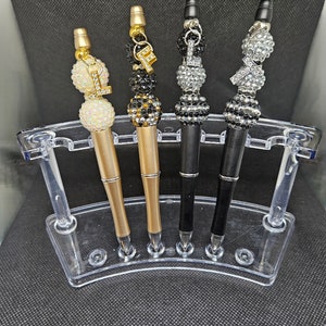 Buchstaben Bling Perlenstifte, schwarz und gold personalisierte Buchstabenperlen, stilvolle Büro- und Schulbedarf, Geschenk für sie, Lehrergeschenk