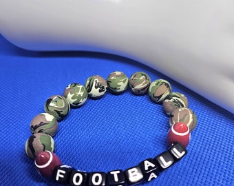 Personalized men and boys sports bracelets, basketball, football, baseball, soccer and hockey, custom made team bracelets, sports jewelry
