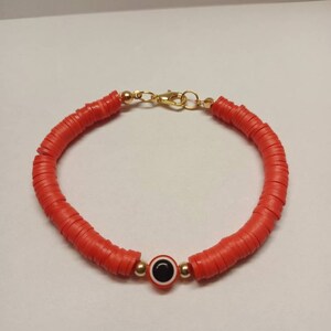 Clay Bead Evil Eye Bracelet