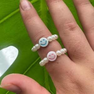 smiley face pearl ring