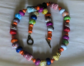 Ceramic &Cat beaded necklace