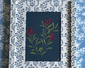 Winter Berries in Gorgeous Hand-Papered Frame