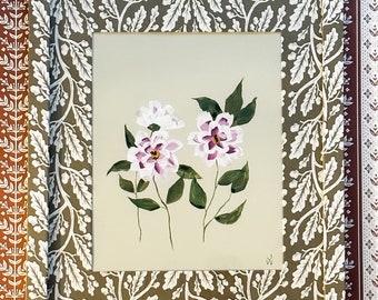 Gorgeous Pink Zinnia Flowers in Hand-Papered Frame