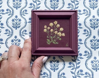 Modern Hand-painted Florals on Monochrome Background - Wild Parsnip blooms on Claret red