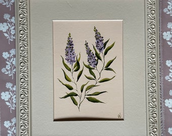 Modern Hand-painted Florals on Monochrome Background - Lupines on Oat Beige