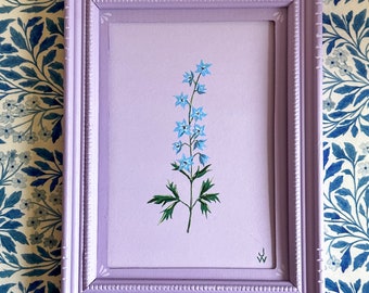 Modern Hand-painted Florals on Monochrome Background - Bluebells on Heather Purple