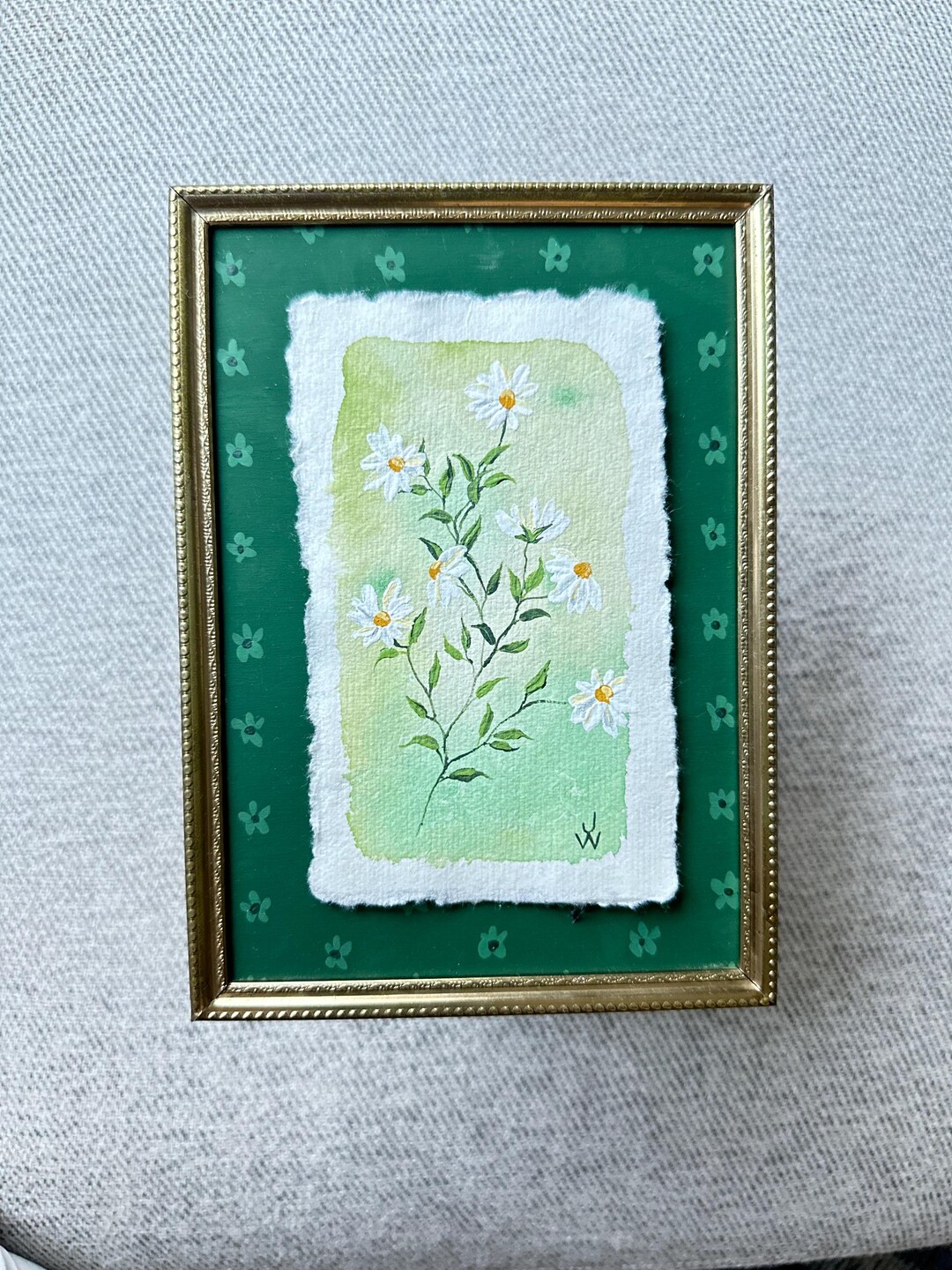 Vintage Silver Frame With Hand-painted Daisies and Matboard Details - Etsy