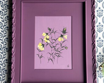 Modern Hand-painted Florals on Monochrome Background - Buttercups on Thistle Purple