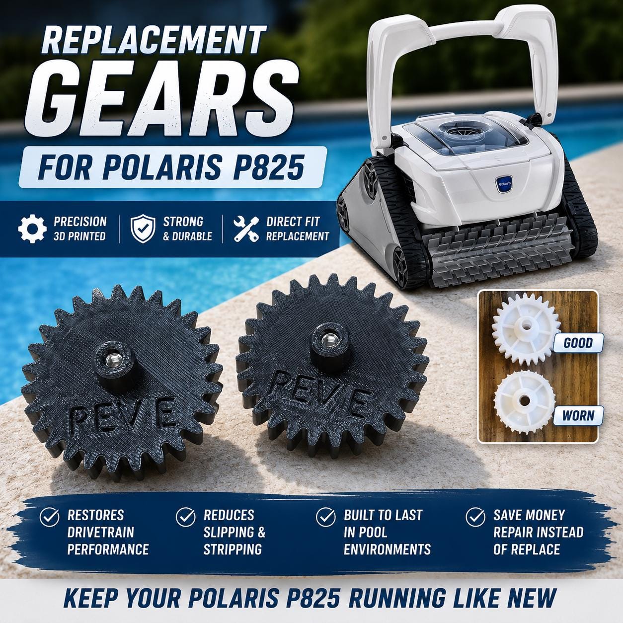 Polaris P825 P8050 / Zodiac CX20 CX35 Pool Cleaner Drive Gears