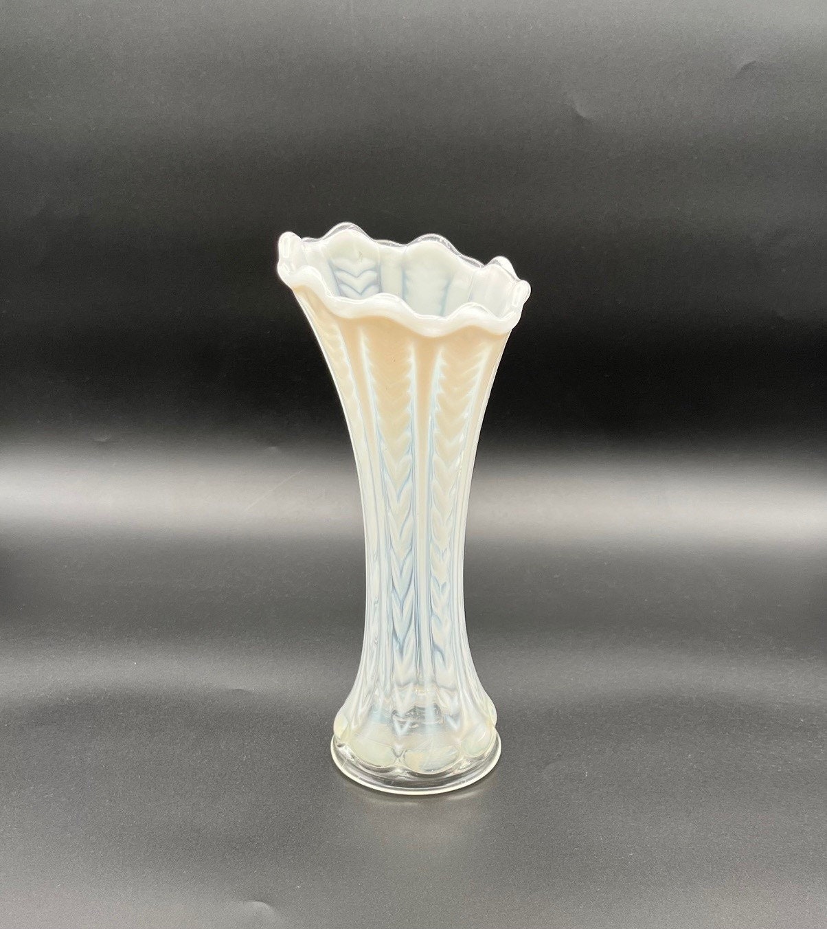 Fenton Glass White Opalescent Swung Vase Antique 1910s Hand Etsy