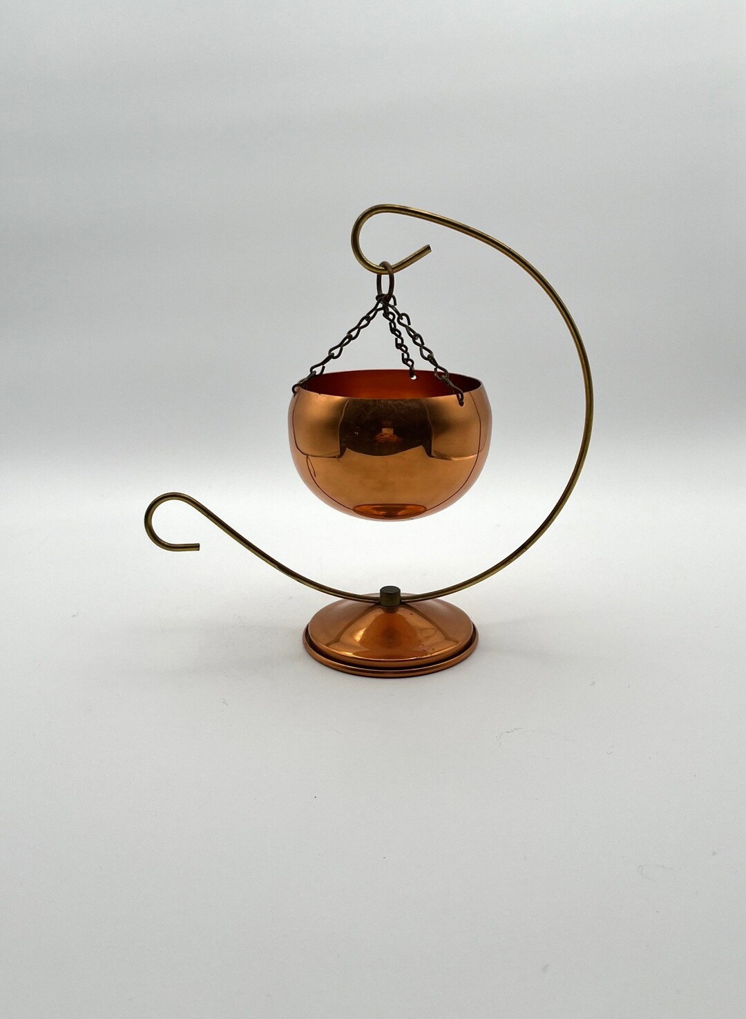 Vintage Brass Votive Holder With Brass Stand by Coppercraft MCM Planter