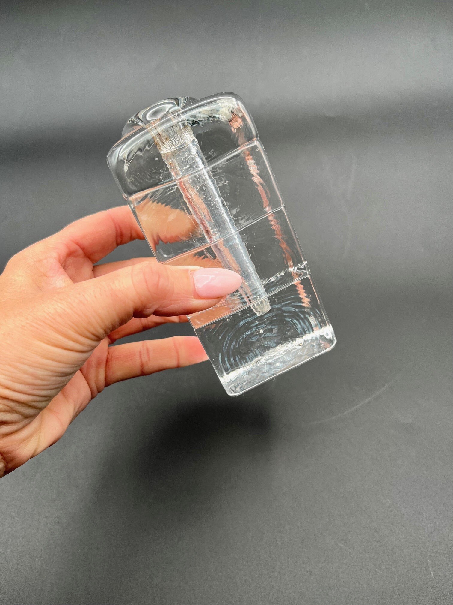 Vintage German Solifleur Ice Glass Block Bud Vase West Germany Mid