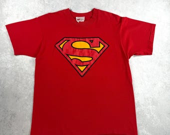 Vintage 1987 Super Man T-Shirt: Red, Single Stitched, DC Comics